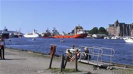 Strandkålen, Bergen, looking across to the cruise ships docked at the Bergen ferry terminal